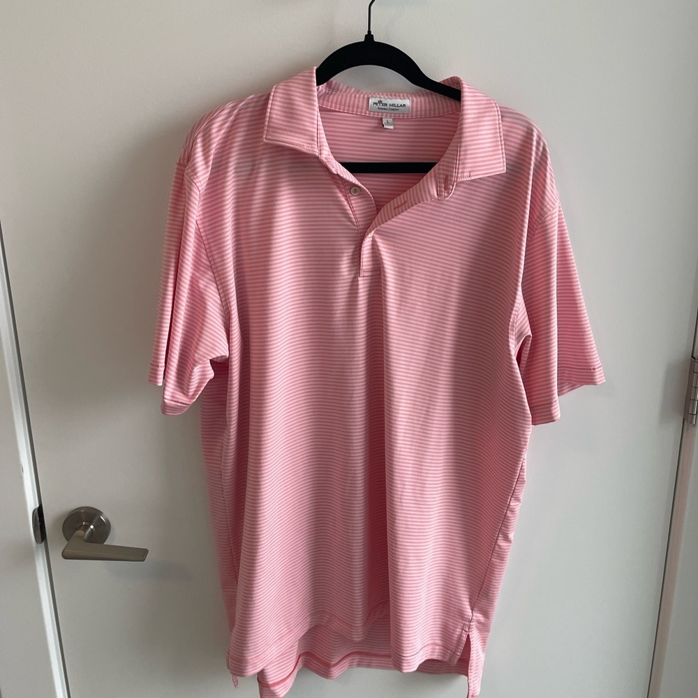 Peter Millar Pink Striped Polo Shirt